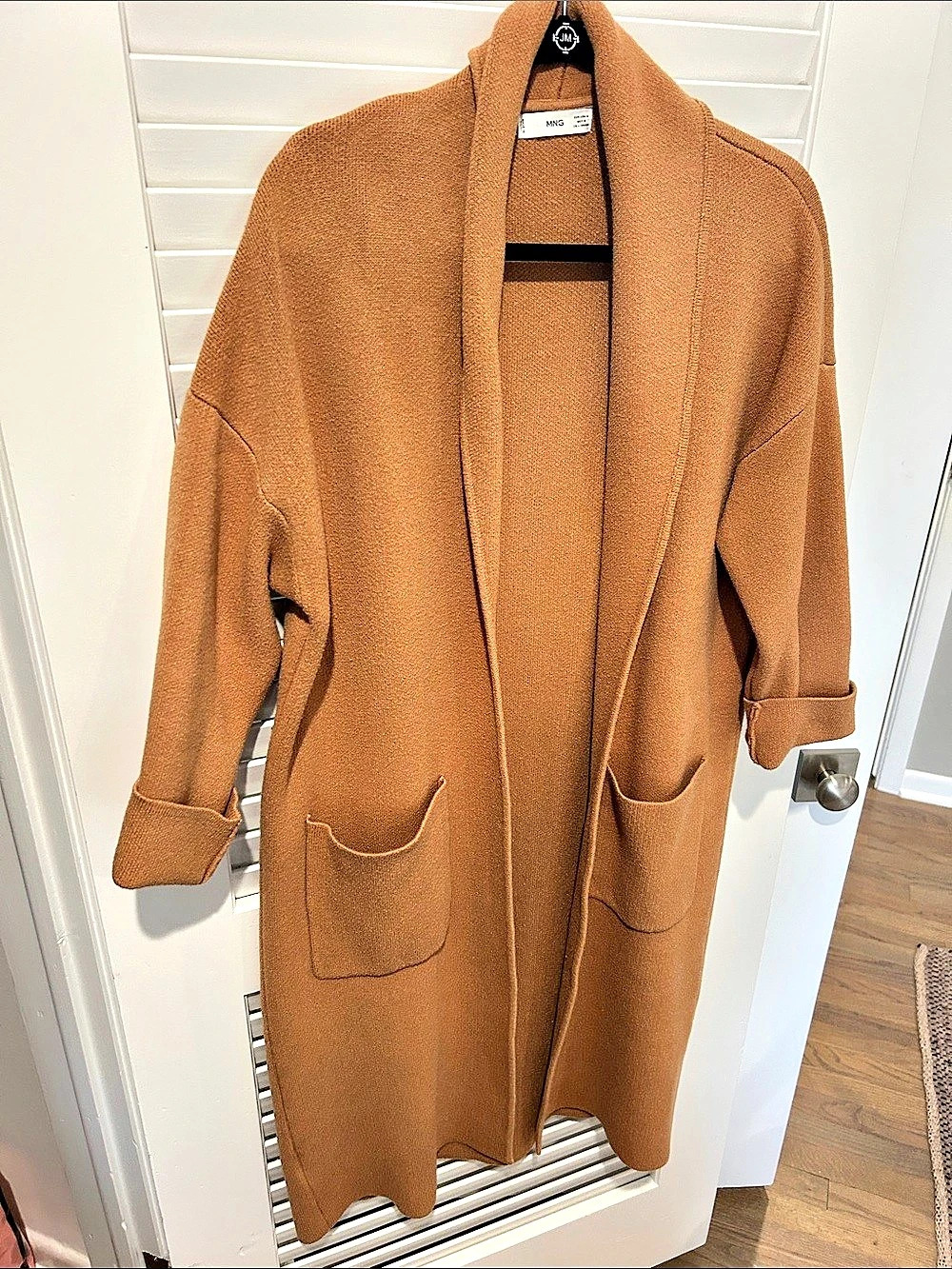 MNG Long Open Front Cardigan in Brown Size Medium